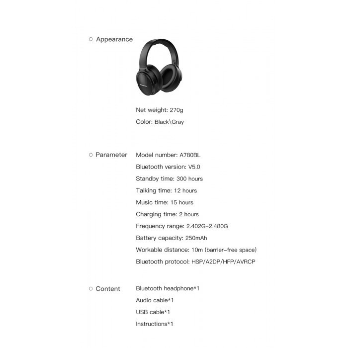 هدفون بلوتوثی اوی مدل A780BL