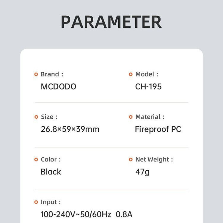 شارژر دیواری 20 وات مک دودو مدل CH-1952 به همراه کابل لایتنینگ