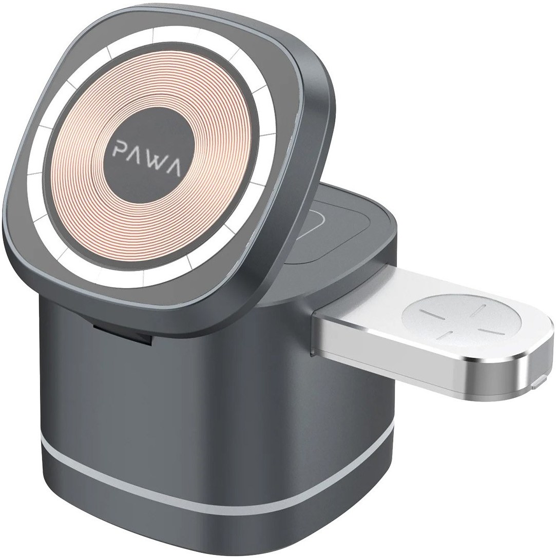 شارژر وایرلس 3 کاره مغناطیسی مدل CUBE 3IN1 MULTI CHARGER از برند پاوا