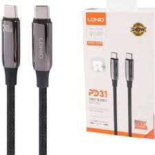 کابل شارژ دو سر تایپ سی برند الدینیو مدل LC921C، با توان 240 وات و طول 1 متر