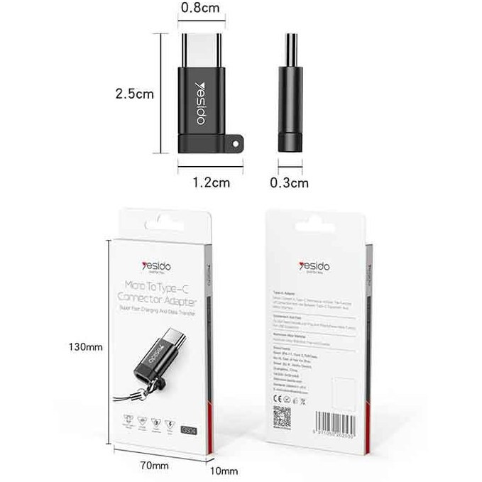 تبدیل میکرو USB به تایپ سی یسیدو مدل GS04