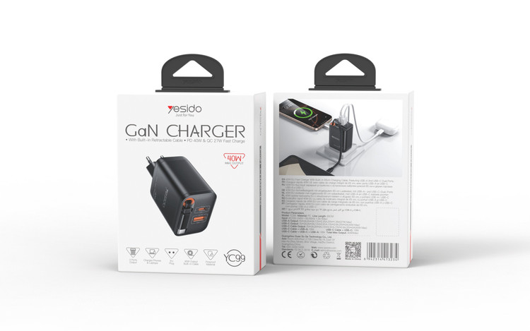 شارژر دیواری یسیدو مدل YC99 ظرفیت ۴۰ وات با ۲ پورت