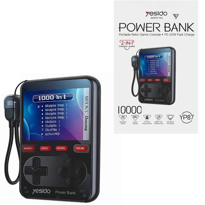 کنسول بازی رترو ۲ در ۱ مدل Yesido YP87 با پاوربانک ۱۰۰۰۰