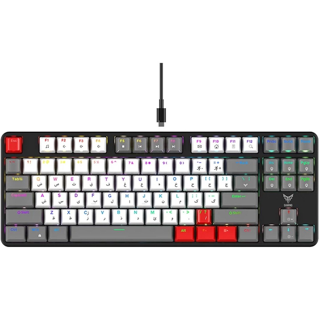 کیبورد گیمینگ هیسکا مدل HX-KEG440 با سوییچ مکانیکال آبی و نورپردازی RGB