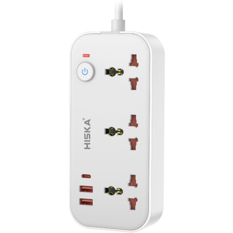 چندراهی برق هیسکا مدل CH5511 با کابل ۲ متری و ۲ پورت USB