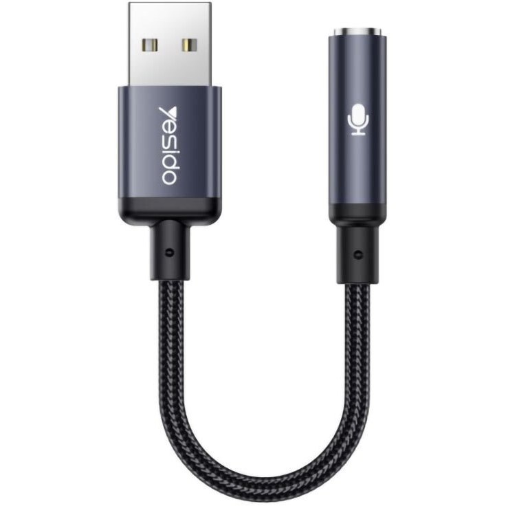 تبدیل USB به AUX یسیدو مدل YAU46 طول ۱۵ سانتیمتر